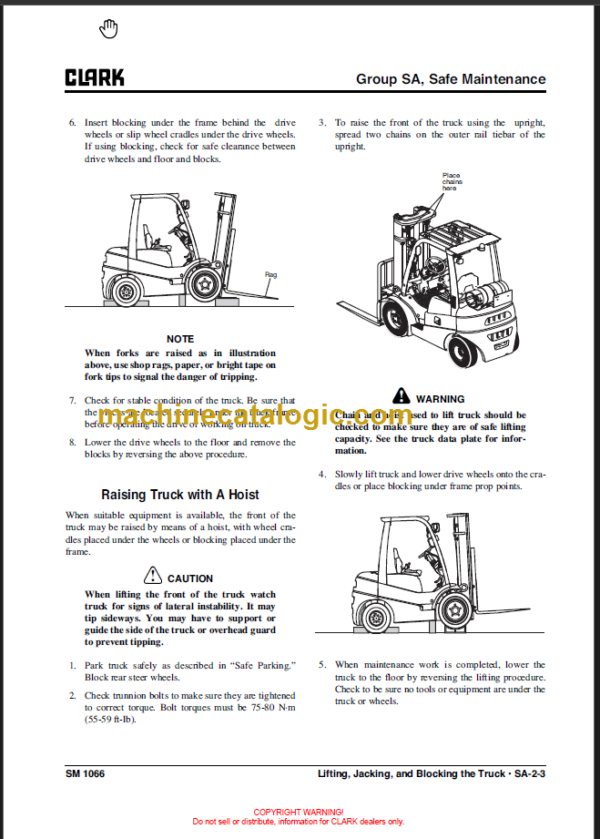 CLARK C15 18 20s D L C SERVICE MANUAL