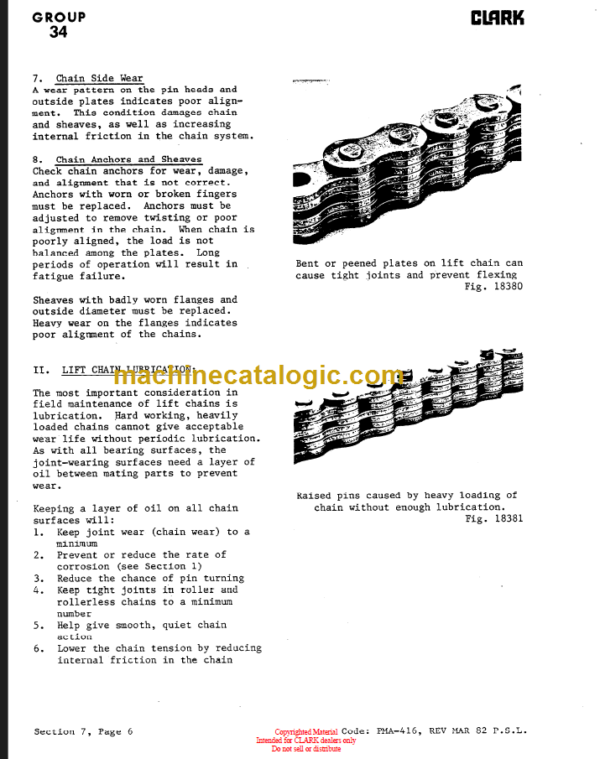 CLARK C500 PMA-534 Planned Maint & Adj Manuals