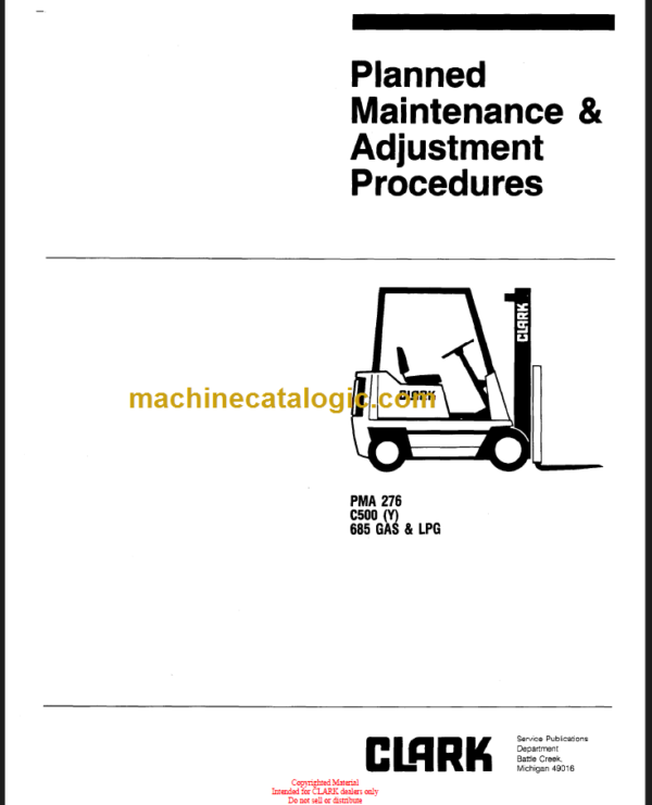 CLARK C500Y Planned Maint & Adj Manuals