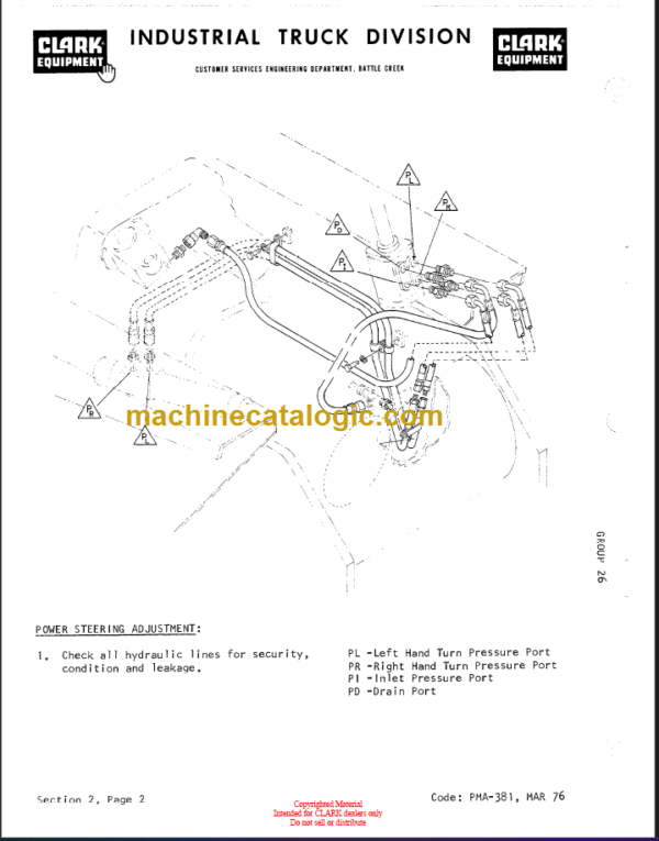 CLARK C300 GAS Y466 Planned Maint & Adj Manuals