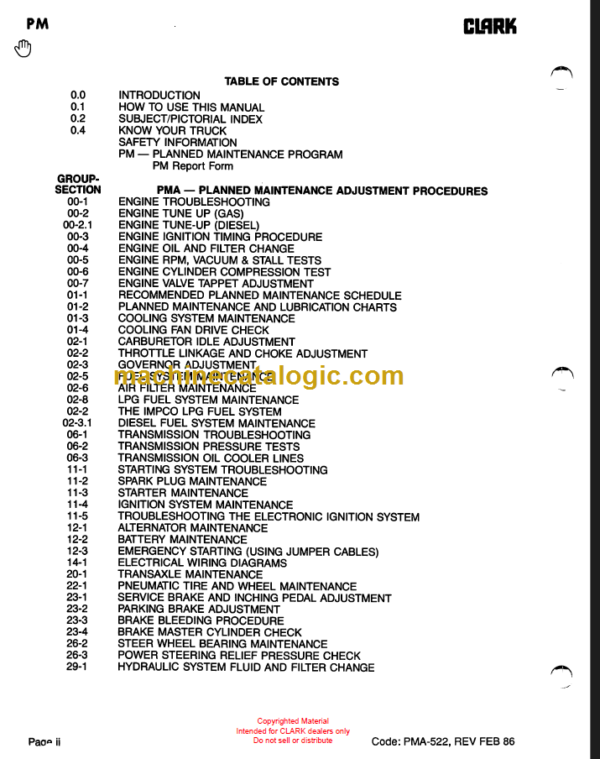 CLARK GCS GPS SERVICE ADJUSTMENT MANUAL