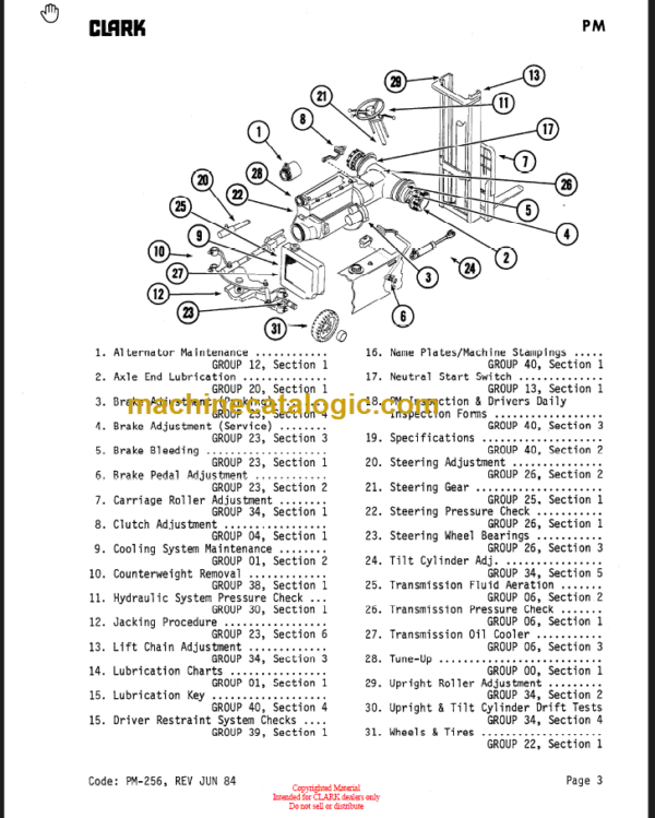 CLARK C500 235 LPG Planned Maint & Adj Manuals