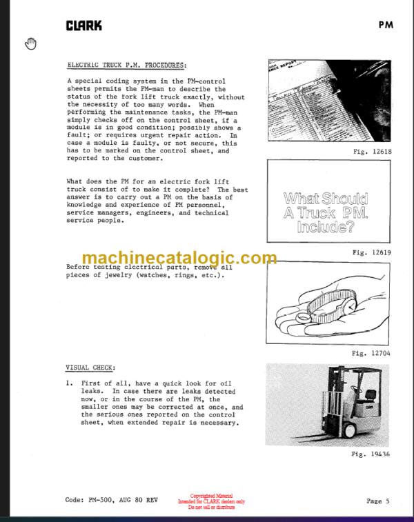 CLARK TM EM 10 15S Planned Maint & Adj Manuals