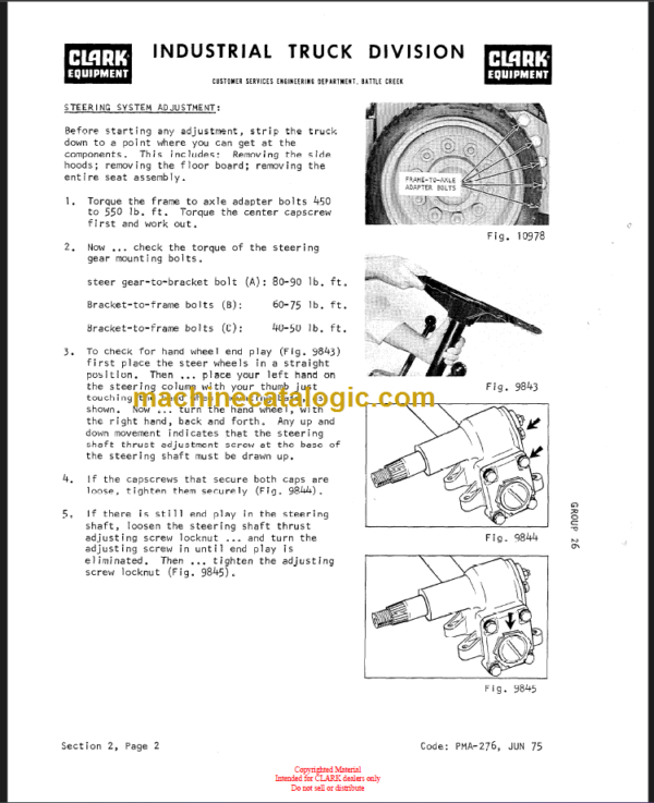 CLARK C500 Y60 100 Planned Maint & Adj Manuals