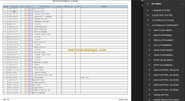 HYUNDAI R210LC-7H CRAWLER EXCAVATOR PARTS MANUAL