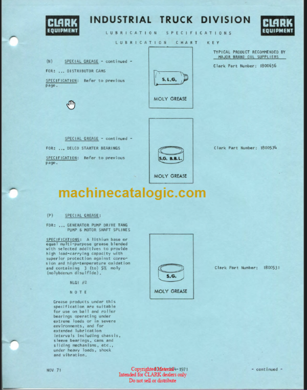 CLARK PMA-323 Planned Maint & Adj Manuals