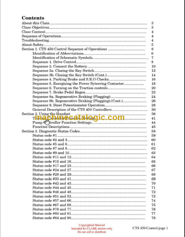 CLARK ET-207 CTS 450 CONTROL TECHNICAL TRAINING