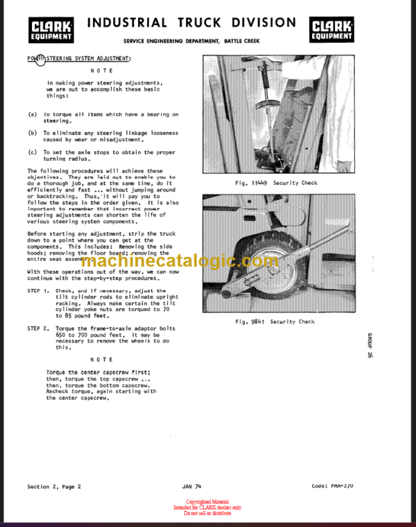 CLARK C500 235 LPG Planned Maint & Adj Manuals