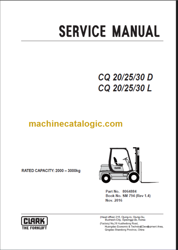 CLARK CQ20 25 30D L SERVICE MANUAL