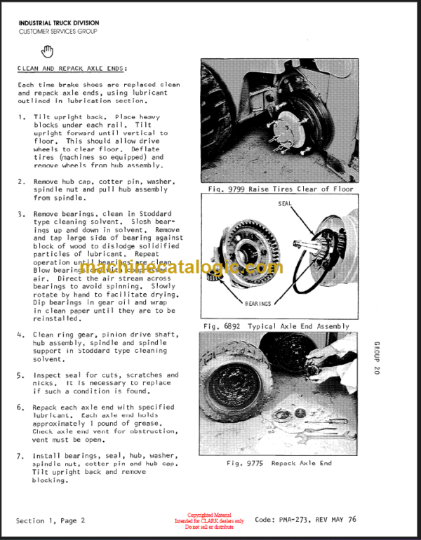 CLARK 915 Planned Maint & Adj Manuals