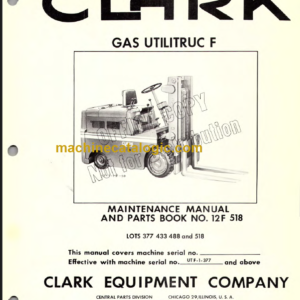 CLARK NO-12F MAINTENANCE MANUAL AND PARTS BOOK