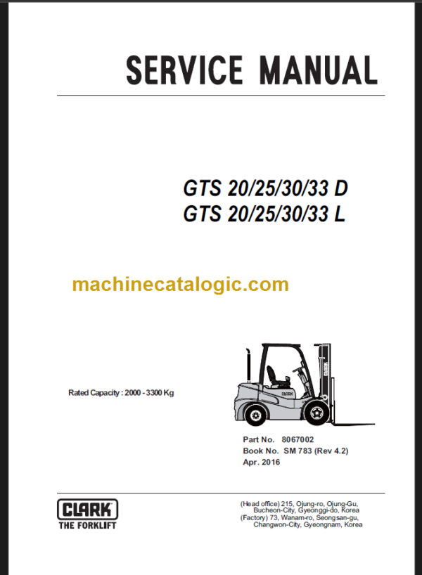 CLARK GTS20 25 30 33 D L SERVICE MANUAL