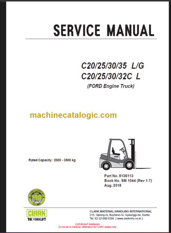 CLARK C35L G C20 25 30 32C L SERVICE MANUAL