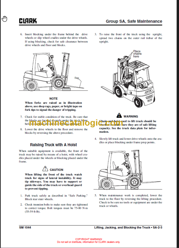 CLARK C35L G C20 25 30 32C L SERVICE MANUAL