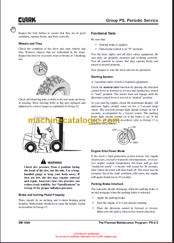 CLARK C35L G C20 25 30 32C L SERVICE MANUAL