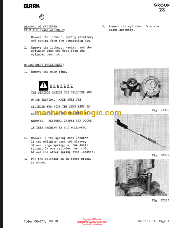 CLARK NST NS NSP 20 30 40 OVERHAUL MANUAL