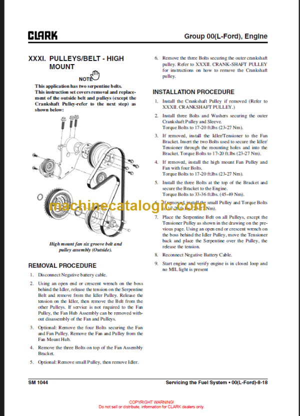 CLARK C35L G C20 25 30 32C L SERVICE MANUAL