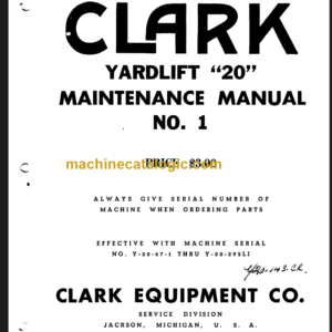 CLARK YARDLIFT 20 MAINTENANCE MANUAL