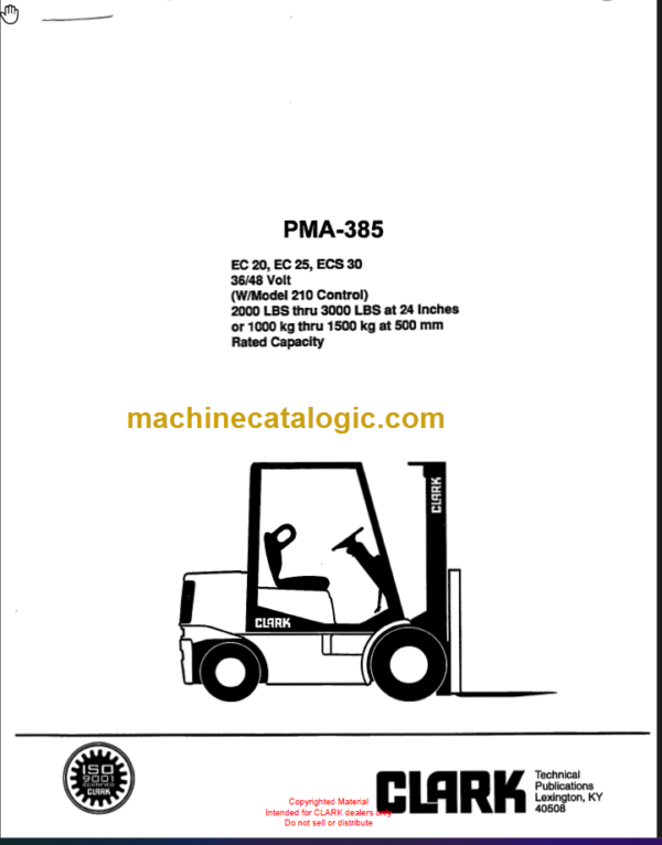 CLARK EC20 EC25 ECS30 Planned Maint & Adj Manuals