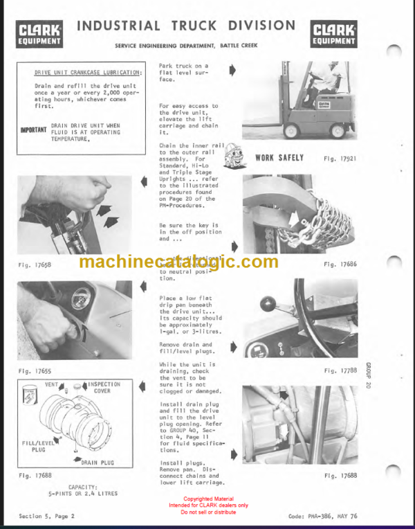 CLARK EC20 EC25 ECS30 Planned Maint & Adj Manuals