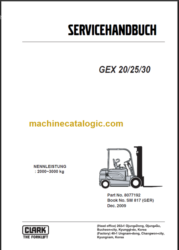 CLARK GEX20 25 30 SERVICEHANDBUCH