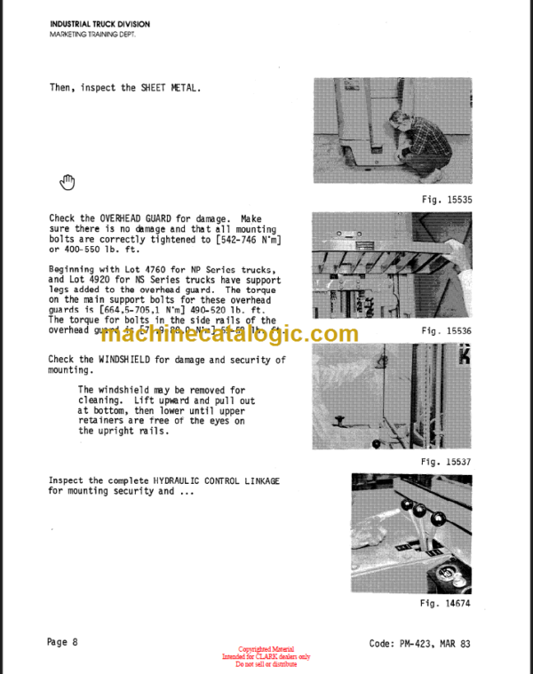 CLARK NP-300 Planned Maint & Adj Manuals