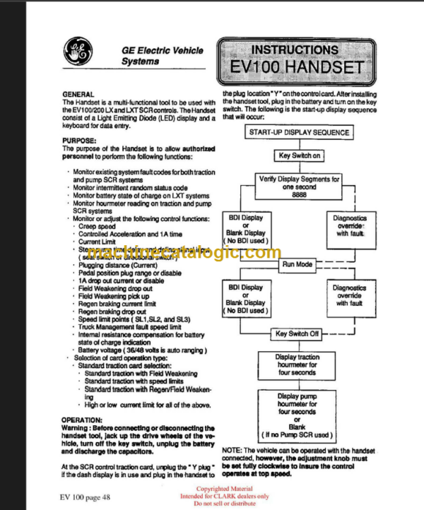 CLARK ET-202 EV100 CONTROL TECHNICAL TRAINING