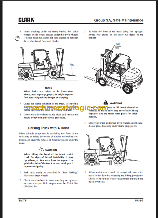 CLARK C60 70 75 80D SERVICE MANUAL