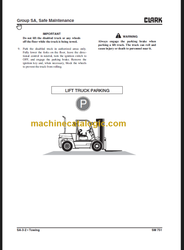 CLARK C60 70 75 80D SERVICE MANUAL