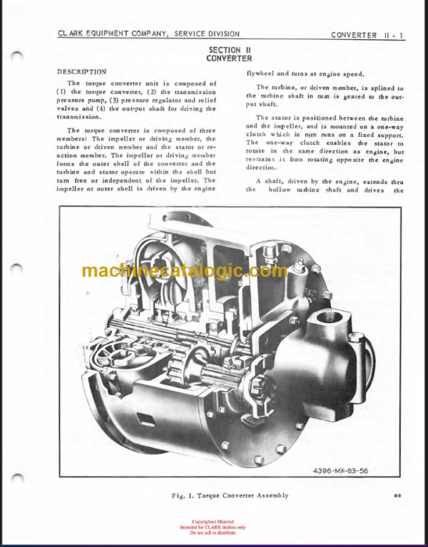 CLARK CY150 165 180 200 MAINTENANCE MANUAL