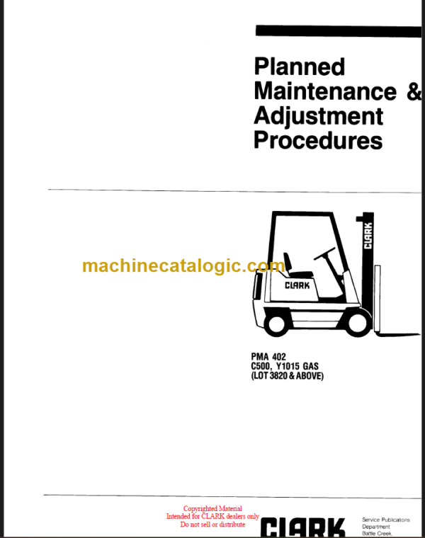 CLARK C500 Y1015 GAS Planned Maint & Adj Manuals