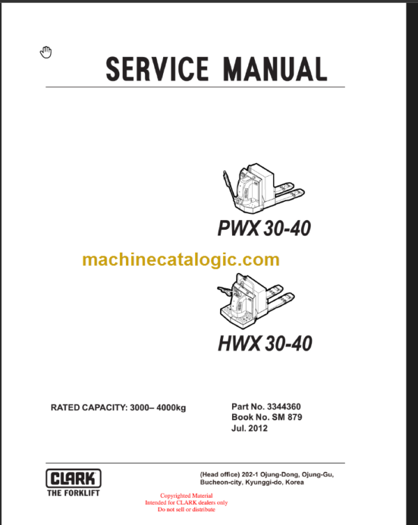 CLARK PWX HWX 30 40 SERVICE MANUAL