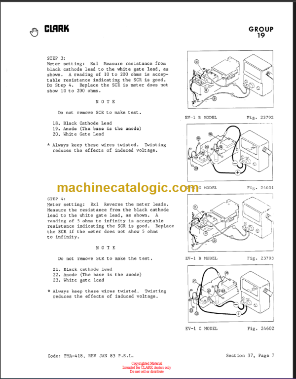 CLARK EC500 685 Planned Maint & Adj Manuals