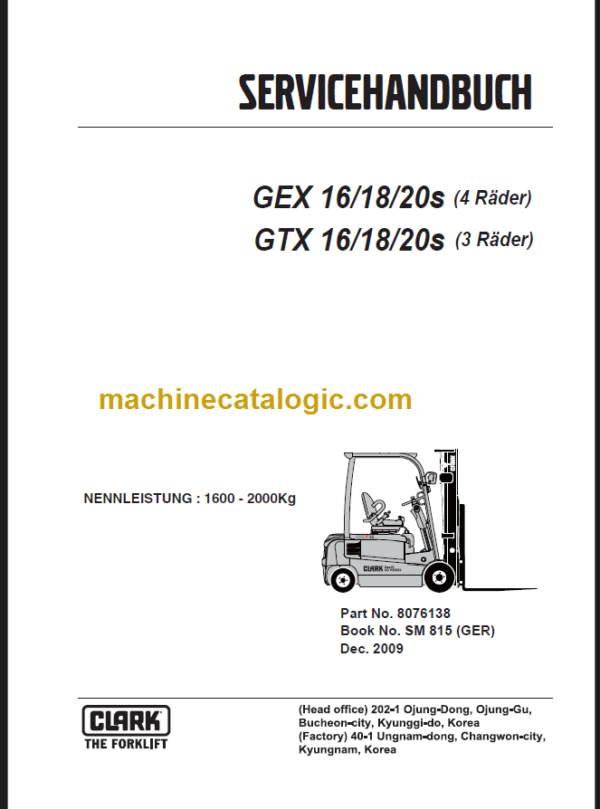 CLARK GEX (4 Räder) GTX 16 18 20s SERVICEHANDBUCH