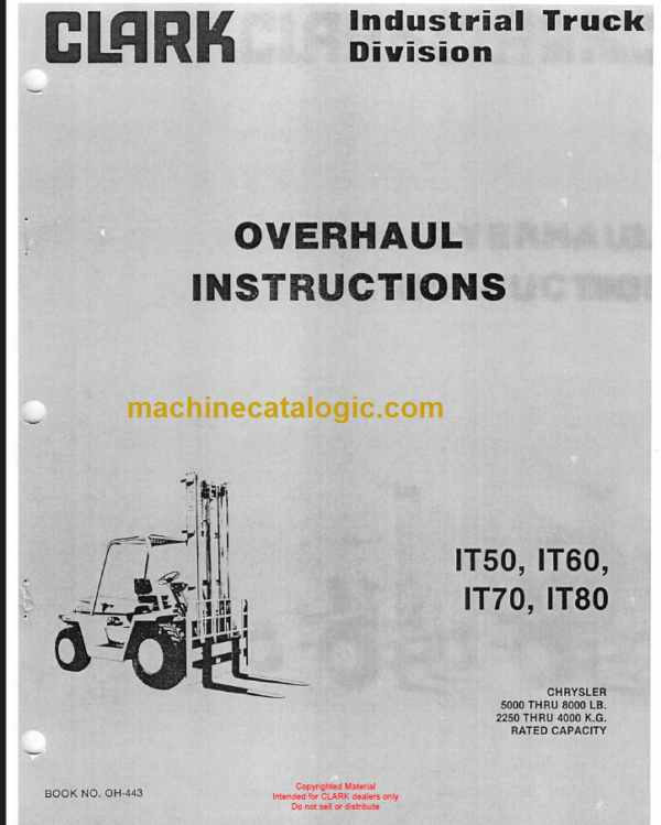 CLARK IT50 60 70 80 OVERHAUL INSTRUCTIONS