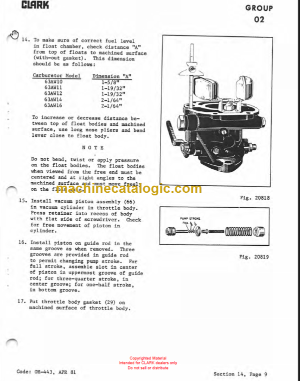 CLARK IT50 60 70 80 OVERHAUL INSTRUCTIONS