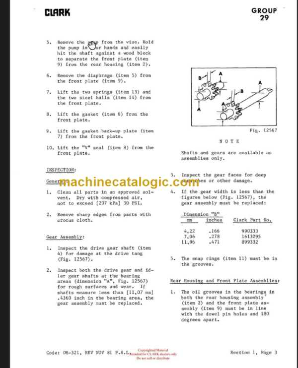 CLARK NST NS NSP 20 30 40 (OH-327) Overhaul Manual