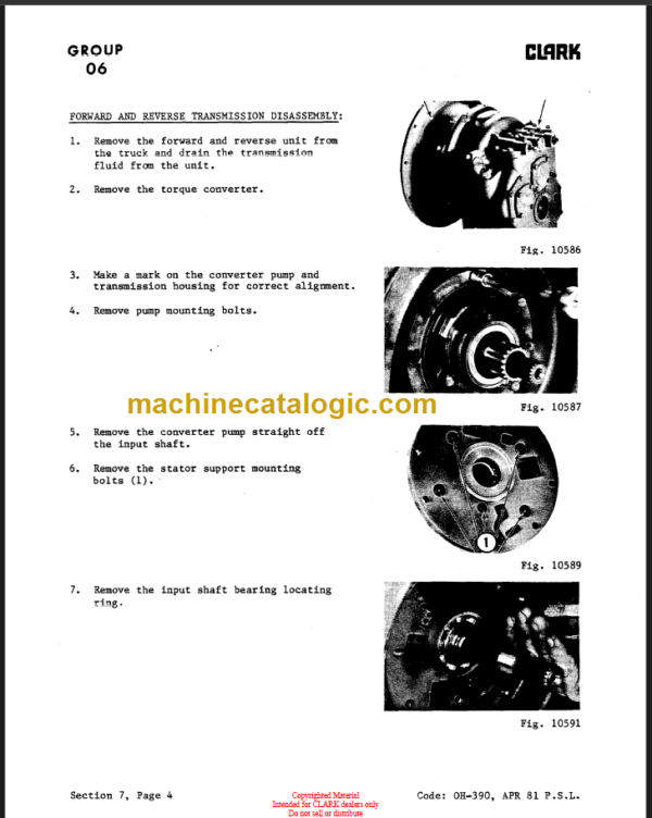 CLARK IT50D IT60D IT70D IT80D OVERHAUL MANUAL