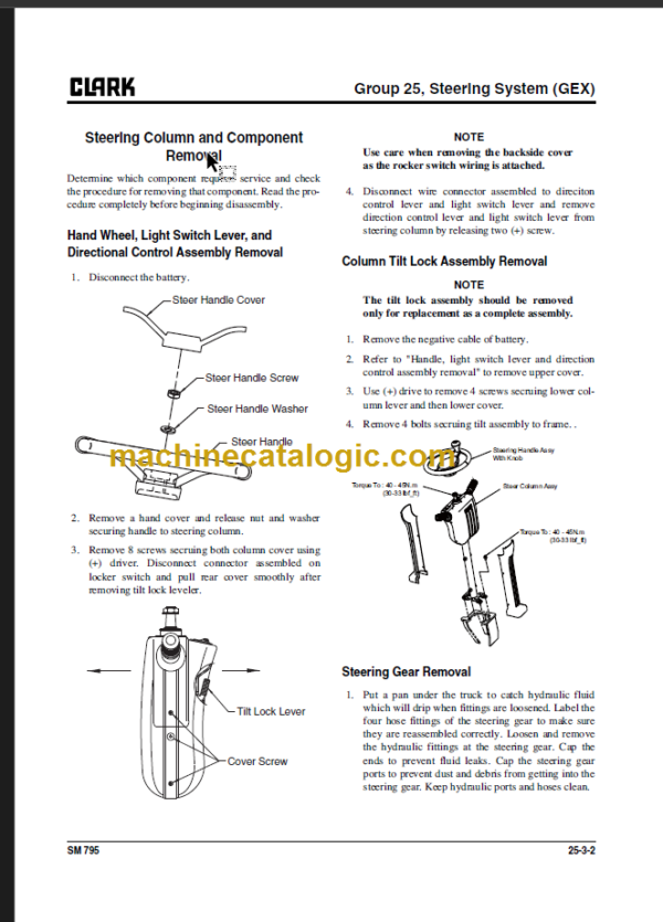 CLARK GEX16 18 20s (4 Wheel) SERVICE MANUAL