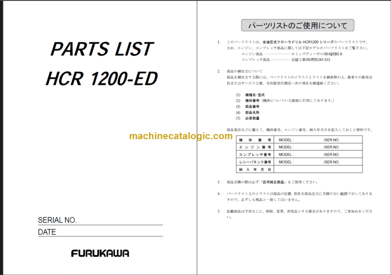 FURUKAWA HCR1200-ED PART LIST