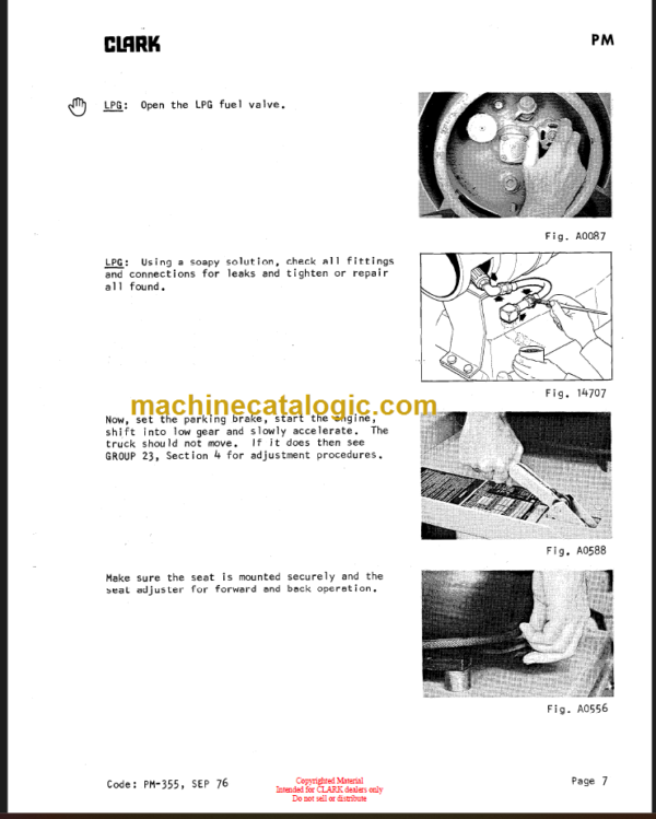 CLARK C500 015 Y1015 Planned Maint & Adj Manuals