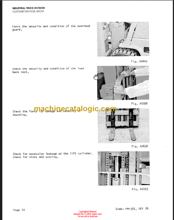 CLARK C500 015 Y1015 Planned Maint & Adj Manuals