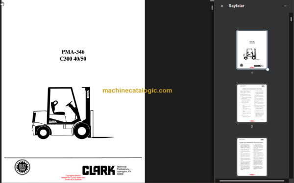 CLARK C300 40 50 Planned Maint & Adj Manuals