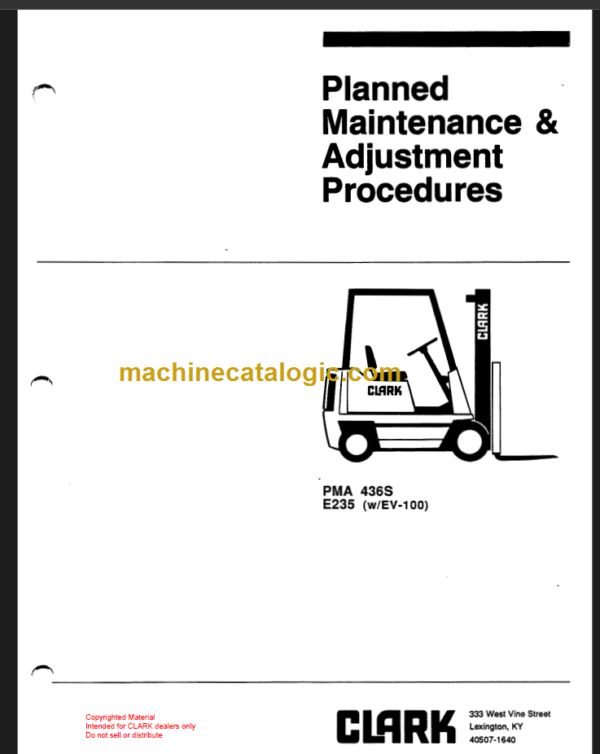 CLARK E235 Planned Maint & Adj Manuals