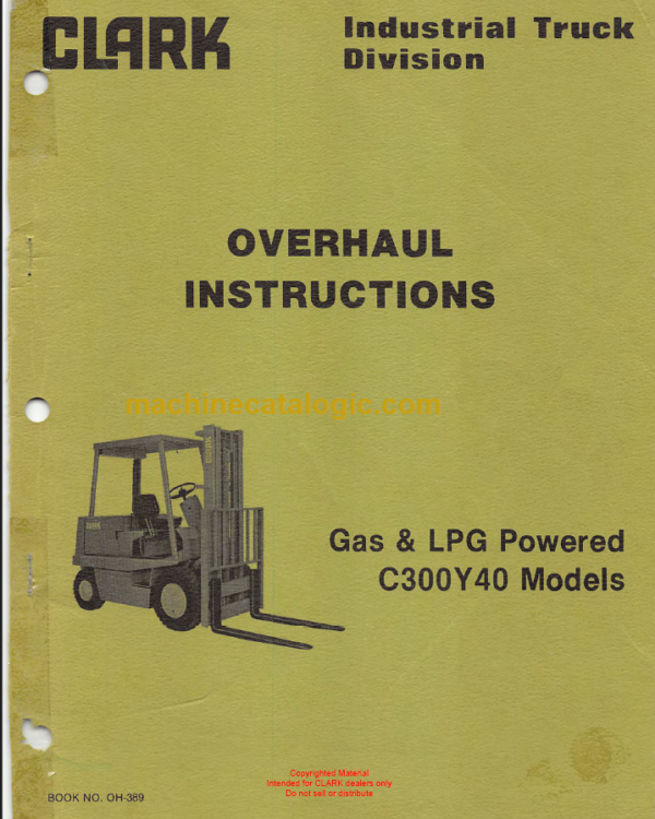 CLARK C300Y40 MODELS OVERHAUL INSTRUCTIONS