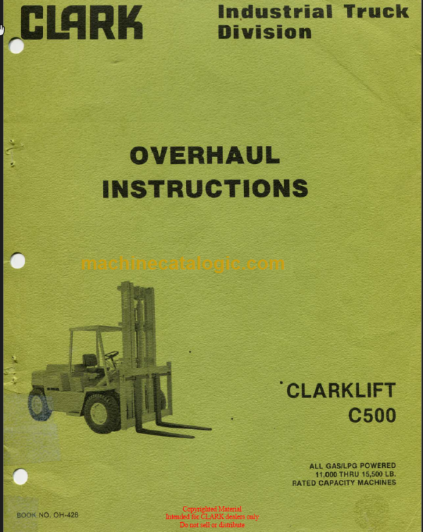 CLARK C500 CLARKLIFT OVEHAUL INSTRUCTIONS