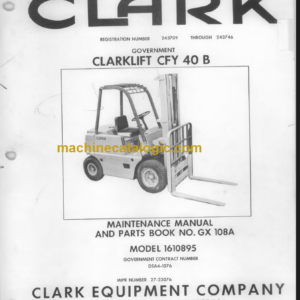 CLARK CFY 40B MAINTENANCE MANUAL