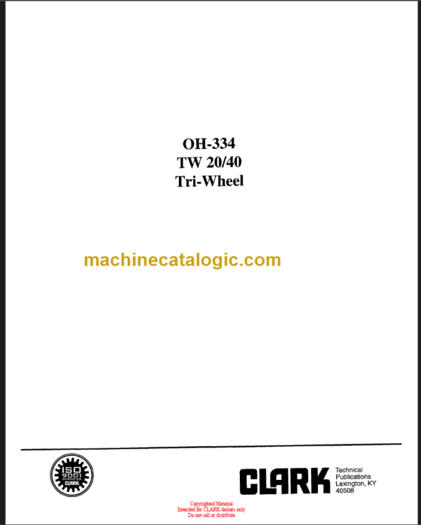 CLARK TW 20 40 OVERHAUL MANUAL