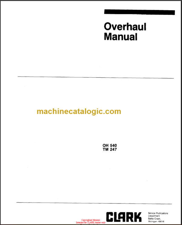 CLARK TM247 OVERHAUL MANUAL