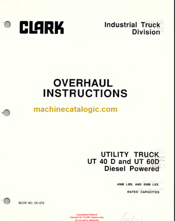 CLARK UT40D UT60D OVERHAUL INSTRUCTIONS